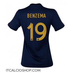 Francia Karim Benzema #19 Prima Maglia Femmina Mondiali 2022 Manica Corta